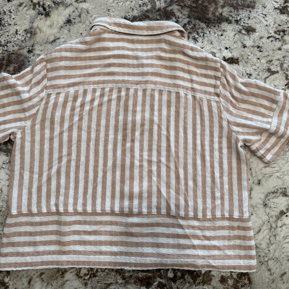 Jane and Delancey Tan and White Striped Top- New no tags - Picture 2 of 2